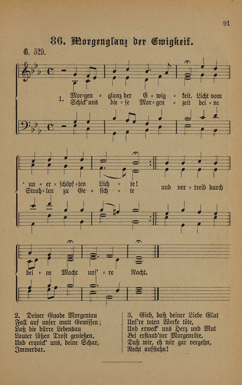 Vierstimmige Melodien: zu dem "Gesangbuch zum gottesdienstlichen und häuslichen Gebrauche in evangelischen Mennoniten-Gemeinden" (3. Auflage) page 91