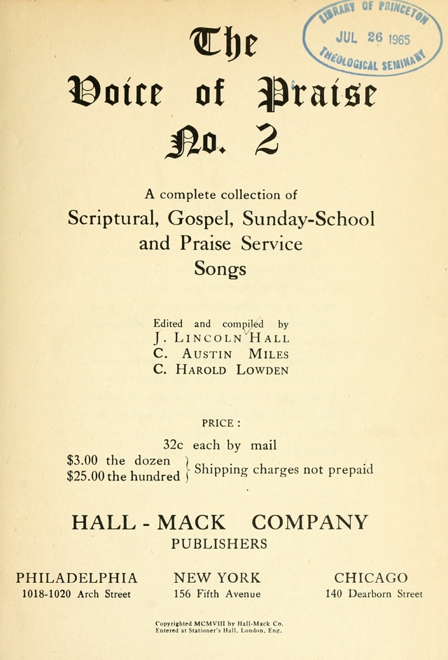 The Voice of Praise No. 2: a complete collection of Scriptural, gospel, Sunday-school and praise service songs page 6