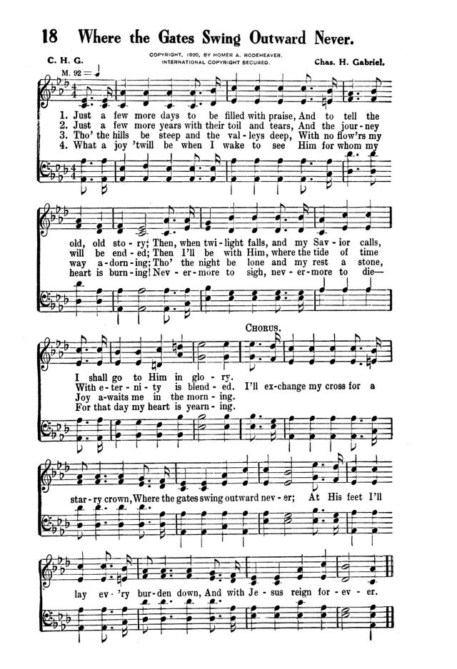 Victory Songs: For the Church, Sunday School and Evangelistic Services. page 20