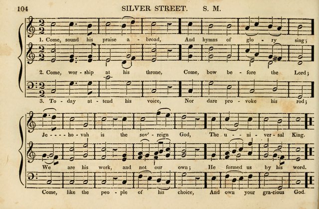 The Vestry Singing Book: being a selection of the most popular and approved tunes and hymns now extant, designed for social and religious meetings, family devotion, singing schools, etc. page 104