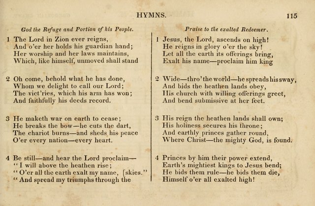 The Vestry Singing Book: being a selection of the most popular and approved tunes and hymns now extant, designed for social and religious meetings, family devotion, singing schools, etc. page 115