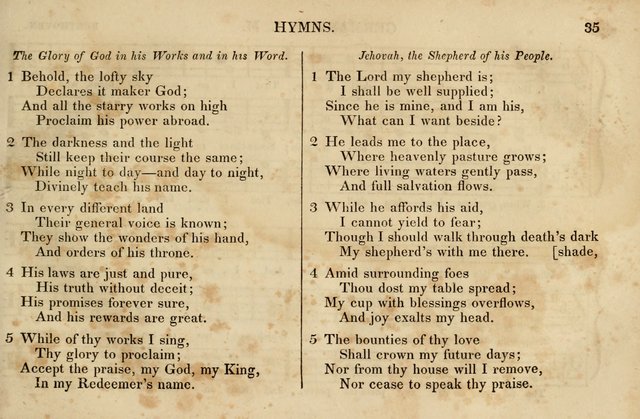 The Vestry Singing Book: being a selection of the most popular and approved tunes and hymns now extant, designed for social and religious meetings, family devotion, singing schools, etc. page 35