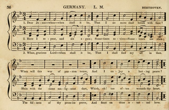 The Vestry Singing Book: being a selection of the most popular and approved tunes and hymns now extant, designed for social and religious meetings, family devotion, singing schools, etc. page 36