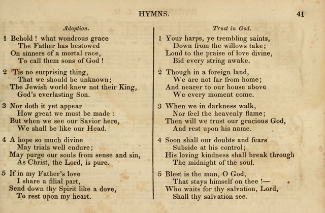 The Vestry Singing Book: being a selection of the most popular and approved tunes and hymns now extant, designed for social and religious meetings, family devotion, singing schools, etc. page 41