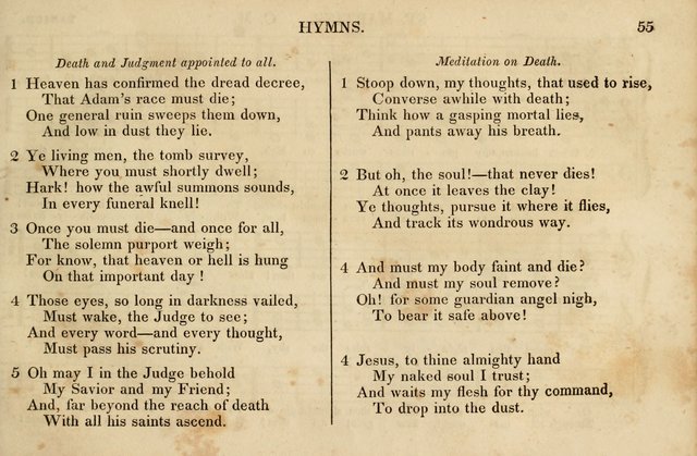 The Vestry Singing Book: being a selection of the most popular and approved tunes and hymns now extant, designed for social and religious meetings, family devotion, singing schools, etc. page 55