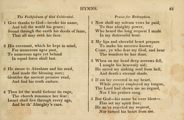 The Vestry Singing Book: being a selection of the most popular and approved tunes and hymns now extant, designed for social and religious meetings, family devotion, singing schools, etc. page 61