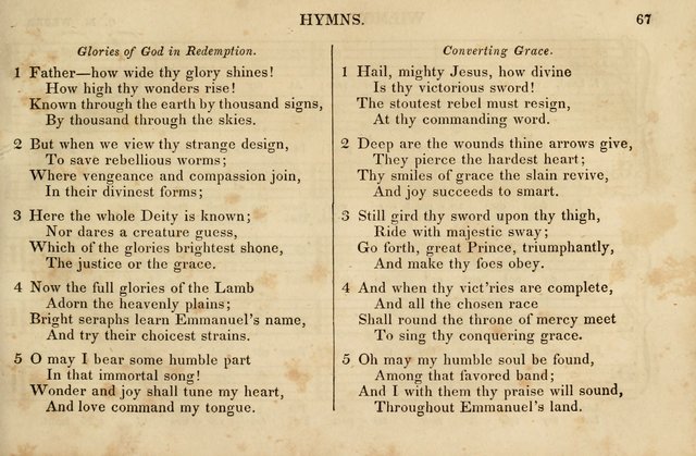 The Vestry Singing Book: being a selection of the most popular and approved tunes and hymns now extant, designed for social and religious meetings, family devotion, singing schools, etc. page 67