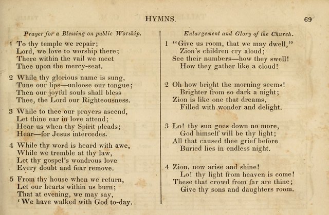 The Vestry Singing Book: being a selection of the most popular and approved tunes and hymns now extant, designed for social and religious meetings, family devotion, singing schools, etc. page 69