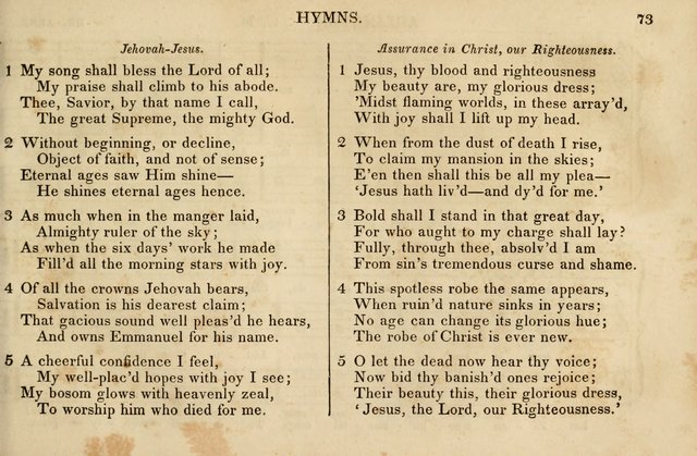 The Vestry Singing Book: being a selection of the most popular and approved tunes and hymns now extant, designed for social and religious meetings, family devotion, singing schools, etc. page 73