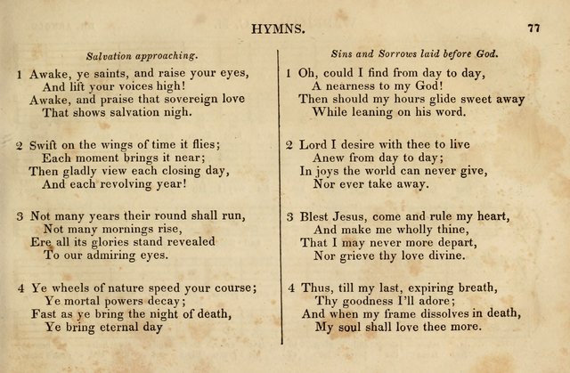 The Vestry Singing Book: being a selection of the most popular and approved tunes and hymns now extant, designed for social and religious meetings, family devotion, singing schools, etc. page 77