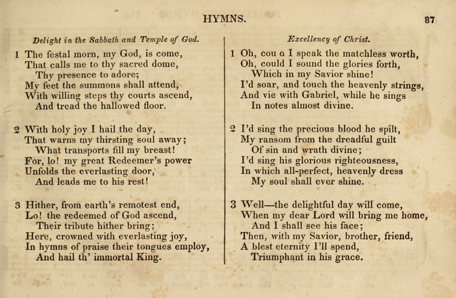 The Vestry Singing Book: being a selection of the most popular and approved tunes and hymns now extant, designed for social and religious meetings, family devotion, singing schools, etc. page 87