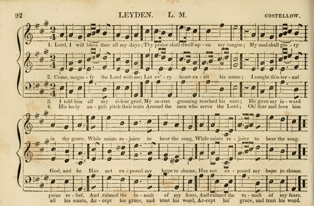 The Vestry Singing Book: being a selection of the most popular and approved tunes and hymns now extant, designed for social and religious meetings, family devotion, singing schools, etc. page 92