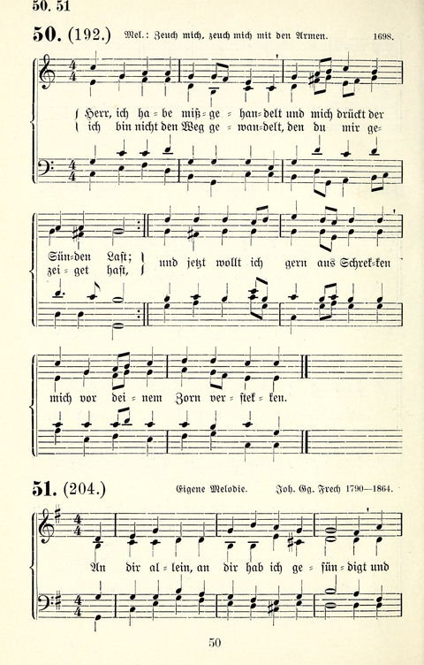 Vierstimmige Melodien für das Gesangbuch: zum gottesdienstlichen und häuslichen Gebrauch in Evangelischen Mennoniten-Gemeinden page 50