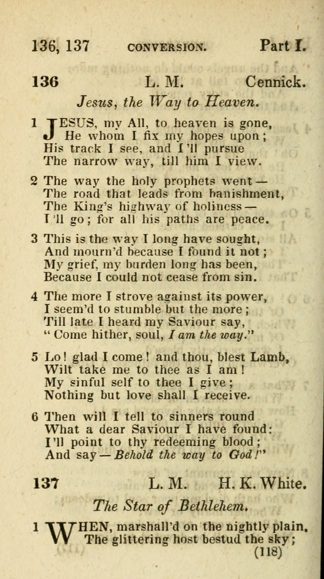 The Virginia Selection of Psalms and Hymns and Spiritual Songs: from the most approved authors; adapted to the various occasions of public and social meetings (New Ed. Enl. and Imp.) page 118