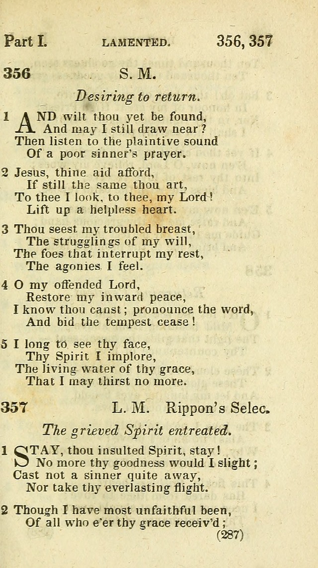 The Virginia Selection of Psalms and Hymns and Spiritual Songs: from the most approved authors; adapted to the various occasions of public and social meetings (New Ed. Enl. and Imp.) page 287