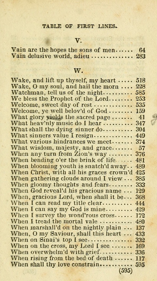 The Virginia Selection of Psalms and Hymns and Spiritual Songs: from the most approved authors; adapted to the various occasions of public and social meetings (New Ed. Enl. and Imp.) page 597