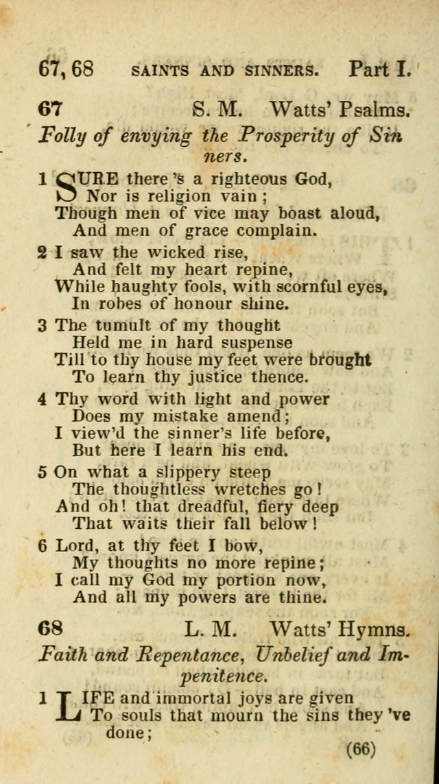 The Virginia Selection of Psalms and Hymns and Spiritual Songs: from the most approved authors; adapted to the various occasions of public and social meetings (New Ed. Enl. and Imp.) page 66