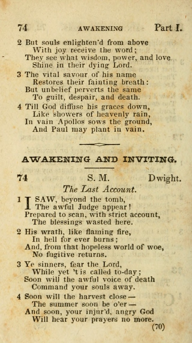 The Virginia Selection of Psalms and Hymns and Spiritual Songs: from the most approved authors; adapted to the various occasions of public and social meetings (New Ed. Enl. and Imp.) page 70