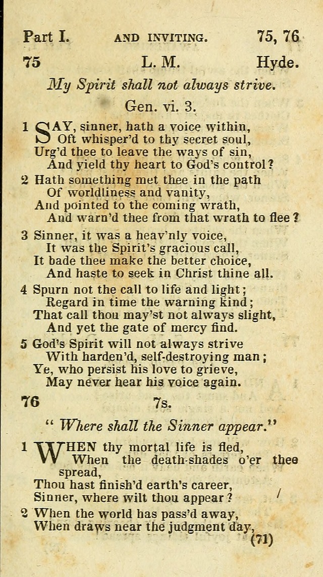 The Virginia Selection of Psalms and Hymns and Spiritual Songs: from the most approved authors; adapted to the various occasions of public and social meetings (New Ed. Enl. and Imp.) page 71