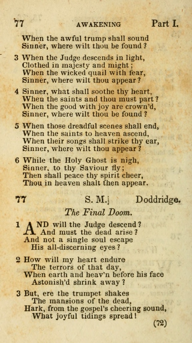 The Virginia Selection of Psalms and Hymns and Spiritual Songs: from the most approved authors; adapted to the various occasions of public and social meetings (New Ed. Enl. and Imp.) page 72