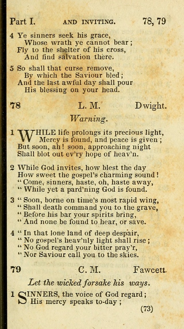 The Virginia Selection of Psalms and Hymns and Spiritual Songs: from the most approved authors; adapted to the various occasions of public and social meetings (New Ed. Enl. and Imp.) page 73