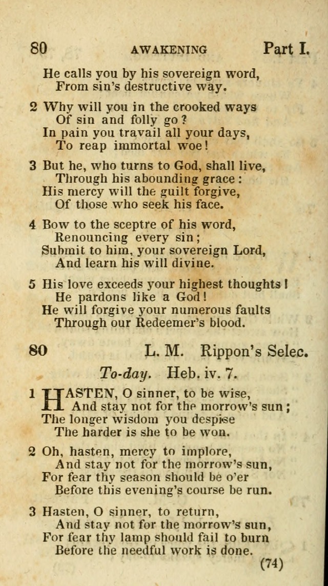 The Virginia Selection of Psalms and Hymns and Spiritual Songs: from the most approved authors; adapted to the various occasions of public and social meetings (New Ed. Enl. and Imp.) page 74