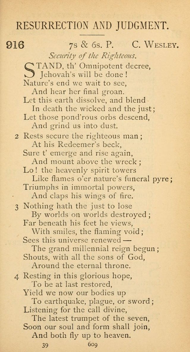 The Voice of Praise: a collection of hymns for the use of the Methodist Church page 609