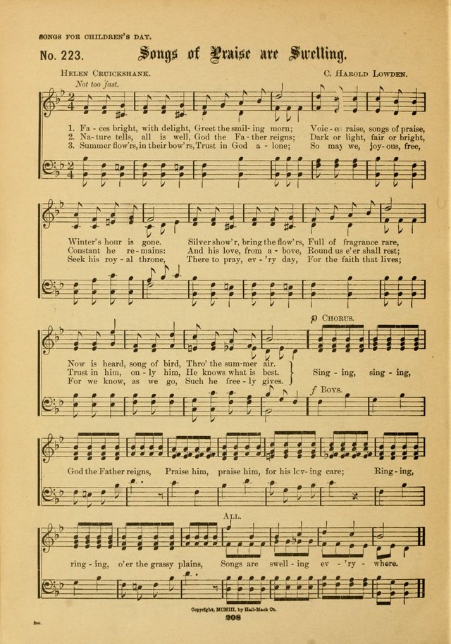 The Voice of Praise: a compilation of the very best sacred songs for use in Sunday Schools and praise services page 208