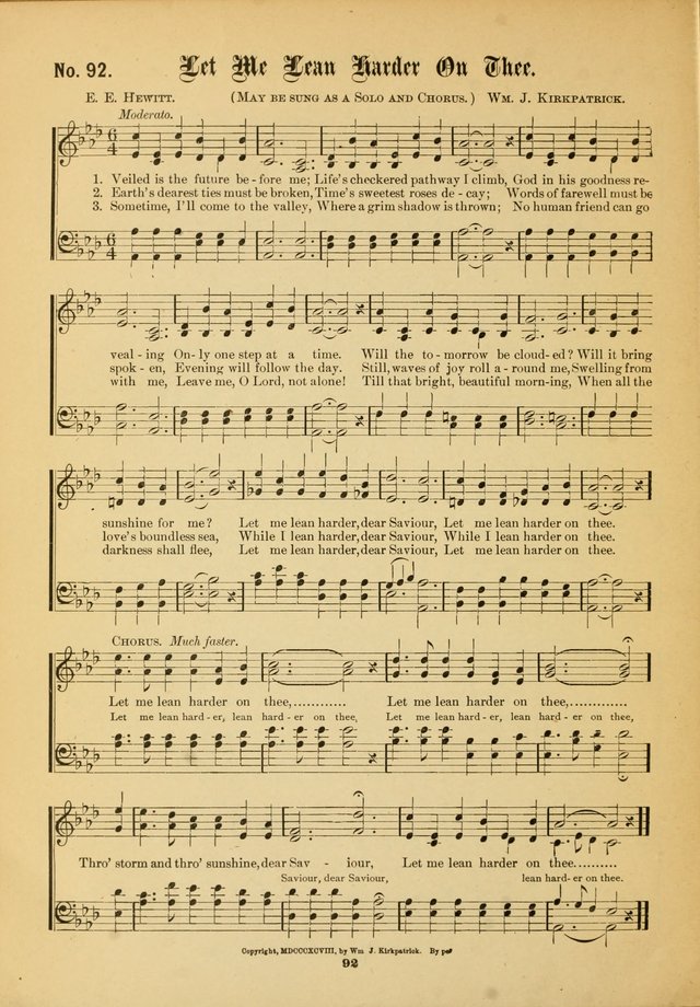 The Voice of Praise: a compilation of the very best sacred songs for use in Sunday Schools and praise services page 92