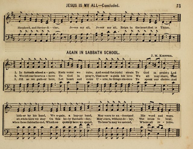 The Welcome: a collection of songs, hymns, chants, anthems and choruses,for the Sabbath school and home sircle page 73