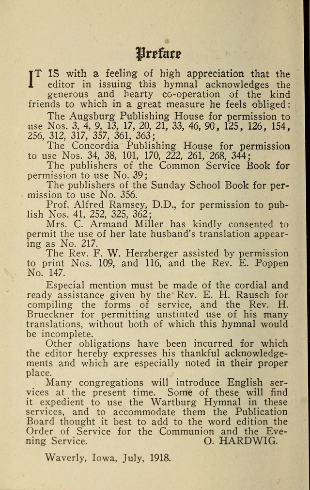 Wartburg Hymnal: for church, school and home page viii