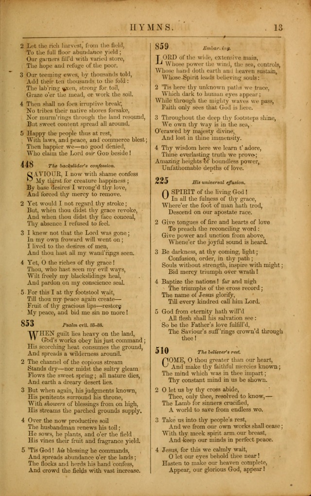 Wesleyan Hymn and Tune Book: Comprising the Entire Collection of Hymns in the Hymn Book of the Methodist Episcopal Church, South page 13