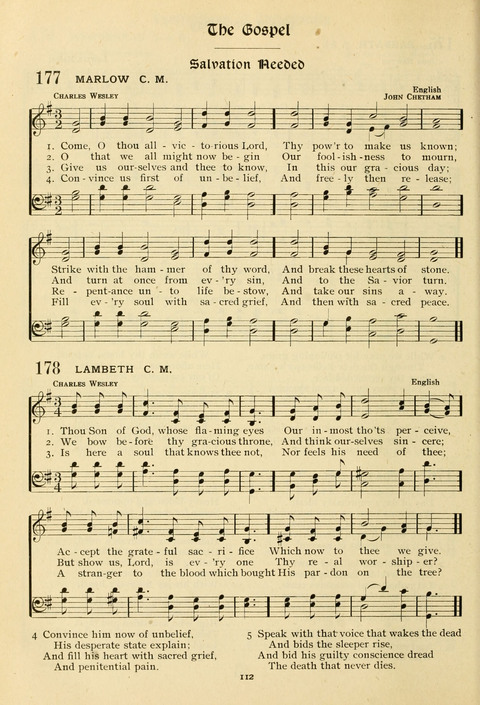 The Wesleyan Methodist Hymnal: Designed for Use in the Wesleyan Methodist Connection (or Church) of America page 112