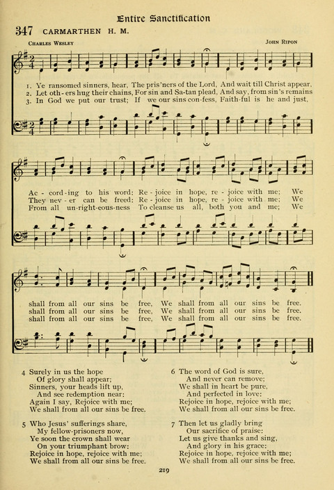 The Wesleyan Methodist Hymnal: Designed for Use in the Wesleyan Methodist Connection (or Church) of America page 219