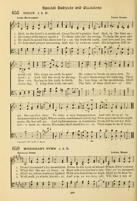 The Wesleyan Methodist Hymnal: Designed for Use in the Wesleyan Methodist Connection (or Church) of America page 420