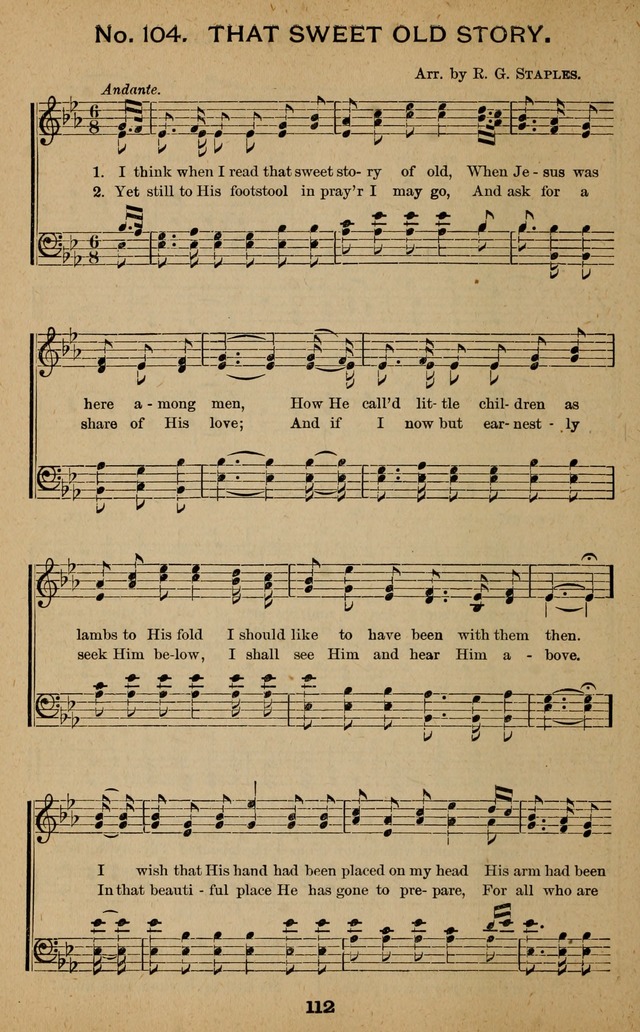 Windows of Heaven: hymns new and old for the church, Sunday school and home used by Rev. H.M. Wharton in evangelistic work page 112