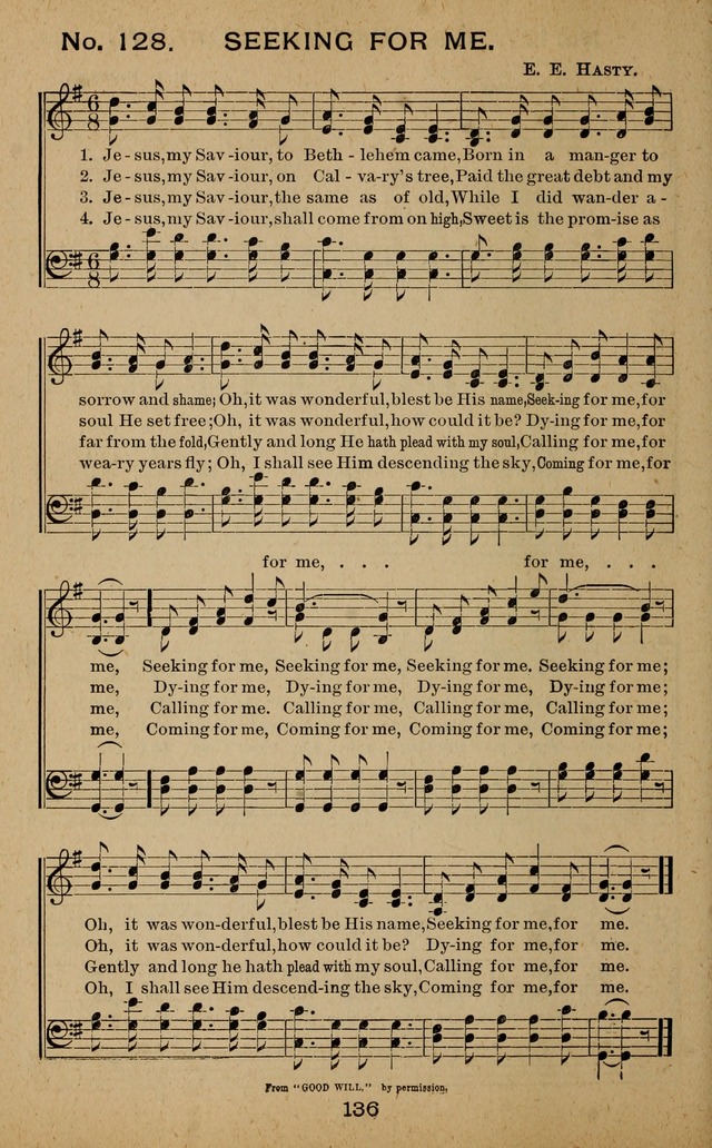 Windows of Heaven: hymns new and old for the church, Sunday school and home used by Rev. H.M. Wharton in evangelistic work page 136