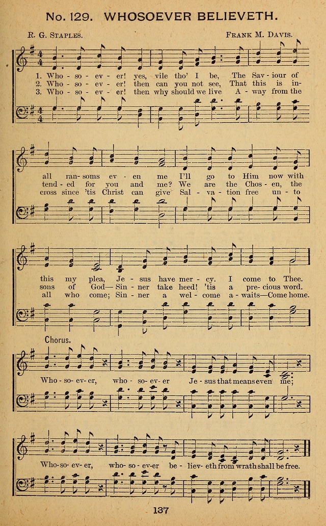 Windows of Heaven: hymns new and old for the church, Sunday school and home used by Rev. H.M. Wharton in evangelistic work page 137