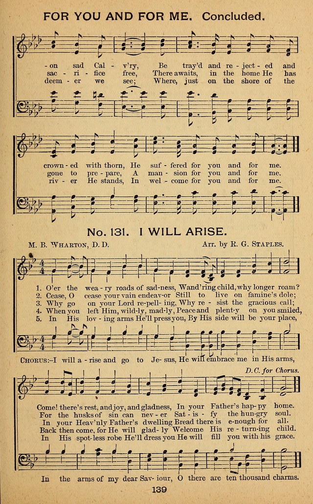 Windows of Heaven: hymns new and old for the church, Sunday school and home used by Rev. H.M. Wharton in evangelistic work page 139