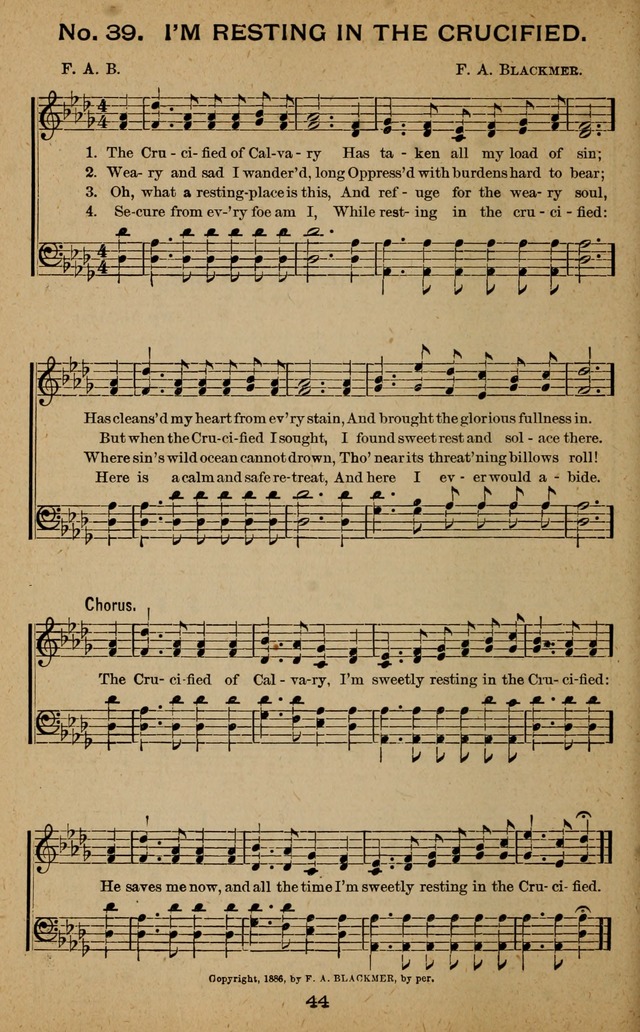 Windows of Heaven: hymns new and old for the church, Sunday school and home used by Rev. H.M. Wharton in evangelistic work page 44