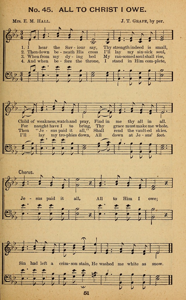 Windows of Heaven: hymns new and old for the church, Sunday school and home used by Rev. H.M. Wharton in evangelistic work page 51