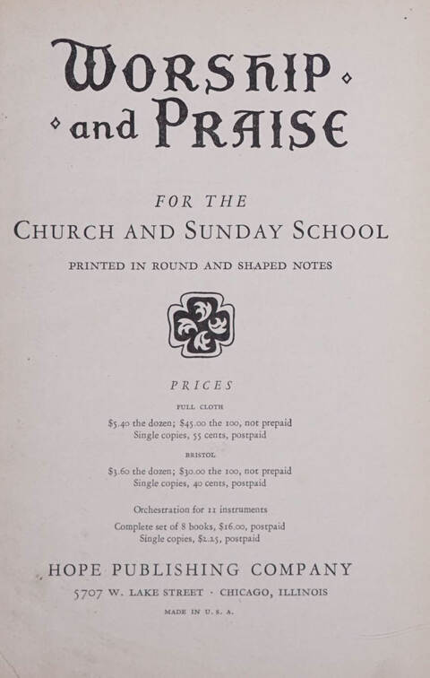 Worship and Praise: for the Church and Sunday School page iv