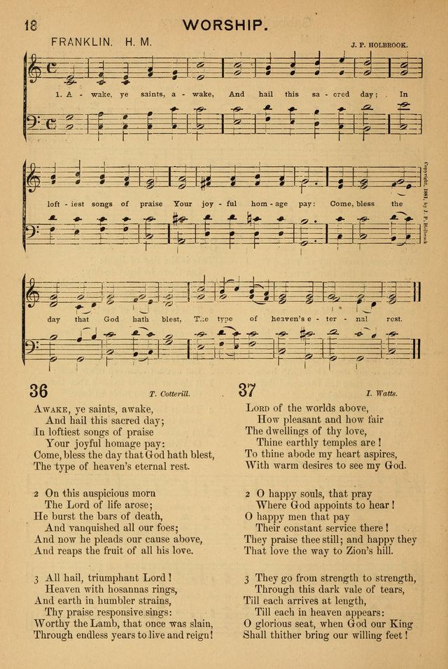 Worship in Song: a selection of hymns and tunes for the Service of the Sanctuary  page 18