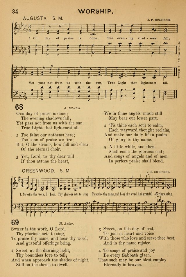 Worship in Song: a selection of hymns and tunes for the Service of the Sanctuary  page 34