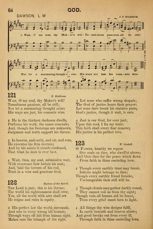 Worship in Song: a selection of hymns and tunes for the Service of the Sanctuary  page 64