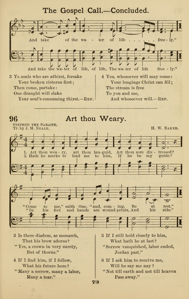 Westminster Sabbath School Hymnal, a collection of hymns and tunes for use in sabbath-schools and social meetings page 74