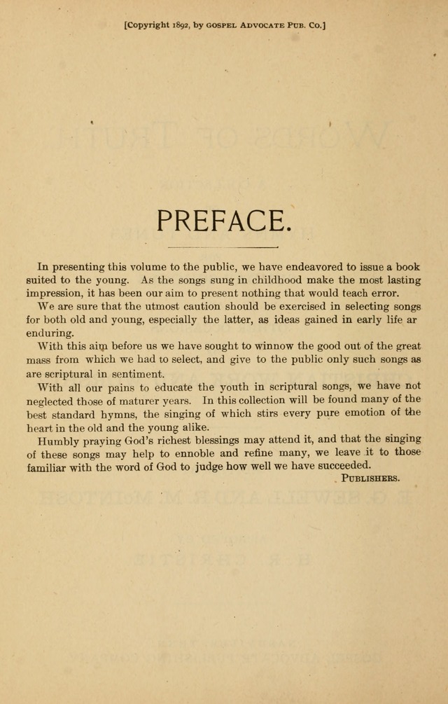 Words of Truth: a collection of hymns and tunes for Sunday schools and other occasions of Christian work and worship page 9