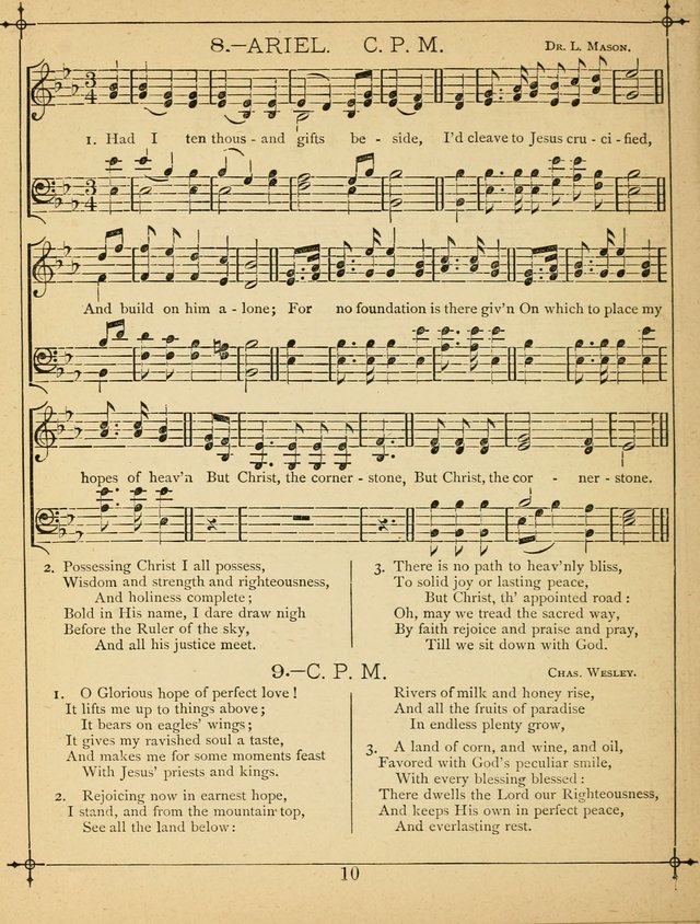 The Wreath of Gems: or strictly favorite songs and tunes for the Sunday School, and for general use in public and social worship page 10