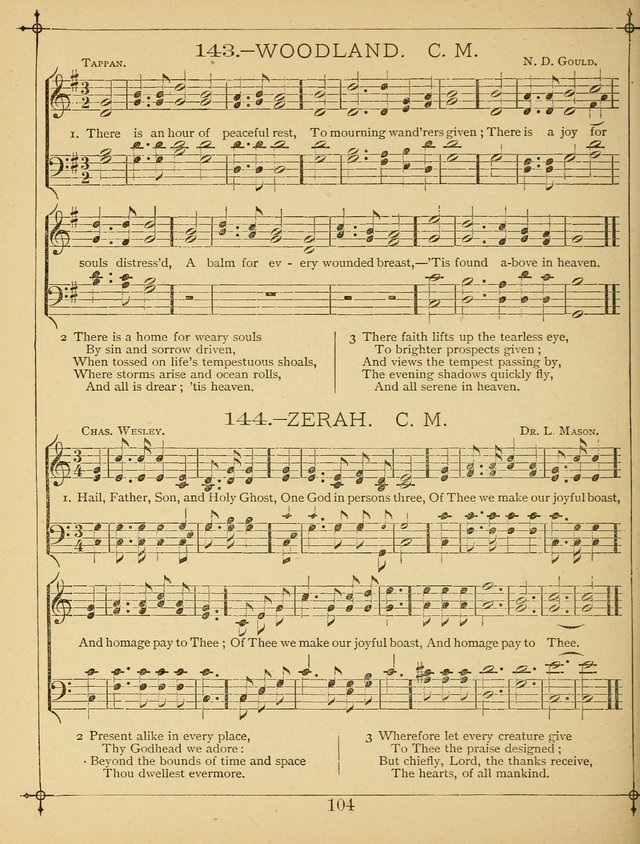 The Wreath of Gems: or strictly favorite songs and tunes for the Sunday School, and for general use in public and social worship page 104