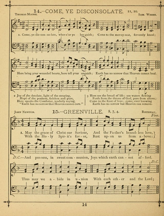 The Wreath of Gems: or strictly favorite songs and tunes for the Sunday School, and for general use in public and social worship page 14